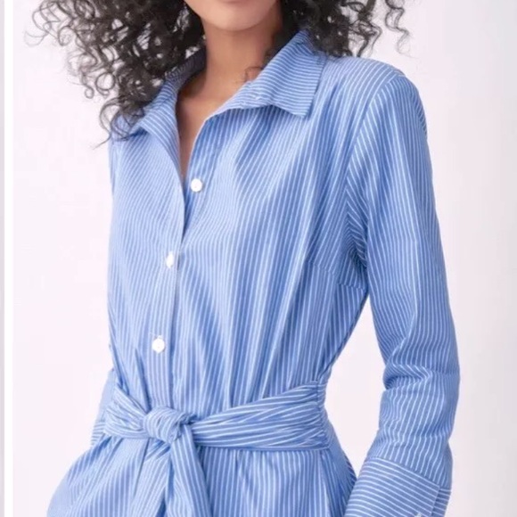 Joseph Ribkoff Woman’s Size 8 Blue & White Striped Button Down With Tie - Picture 3 of 12